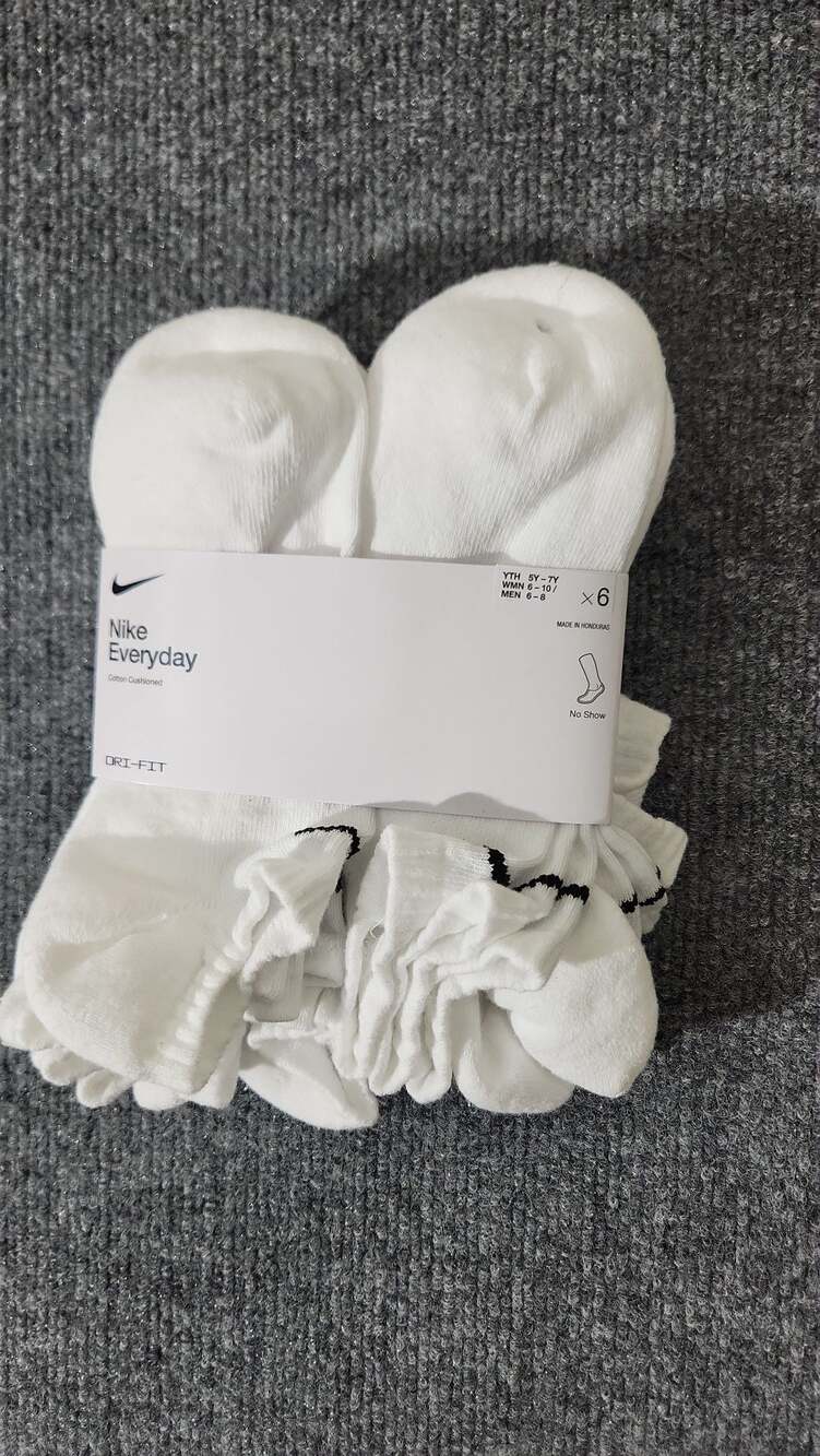 Nike Everyday Cotton Cushioned No Show Socks 6-Pack White Size M